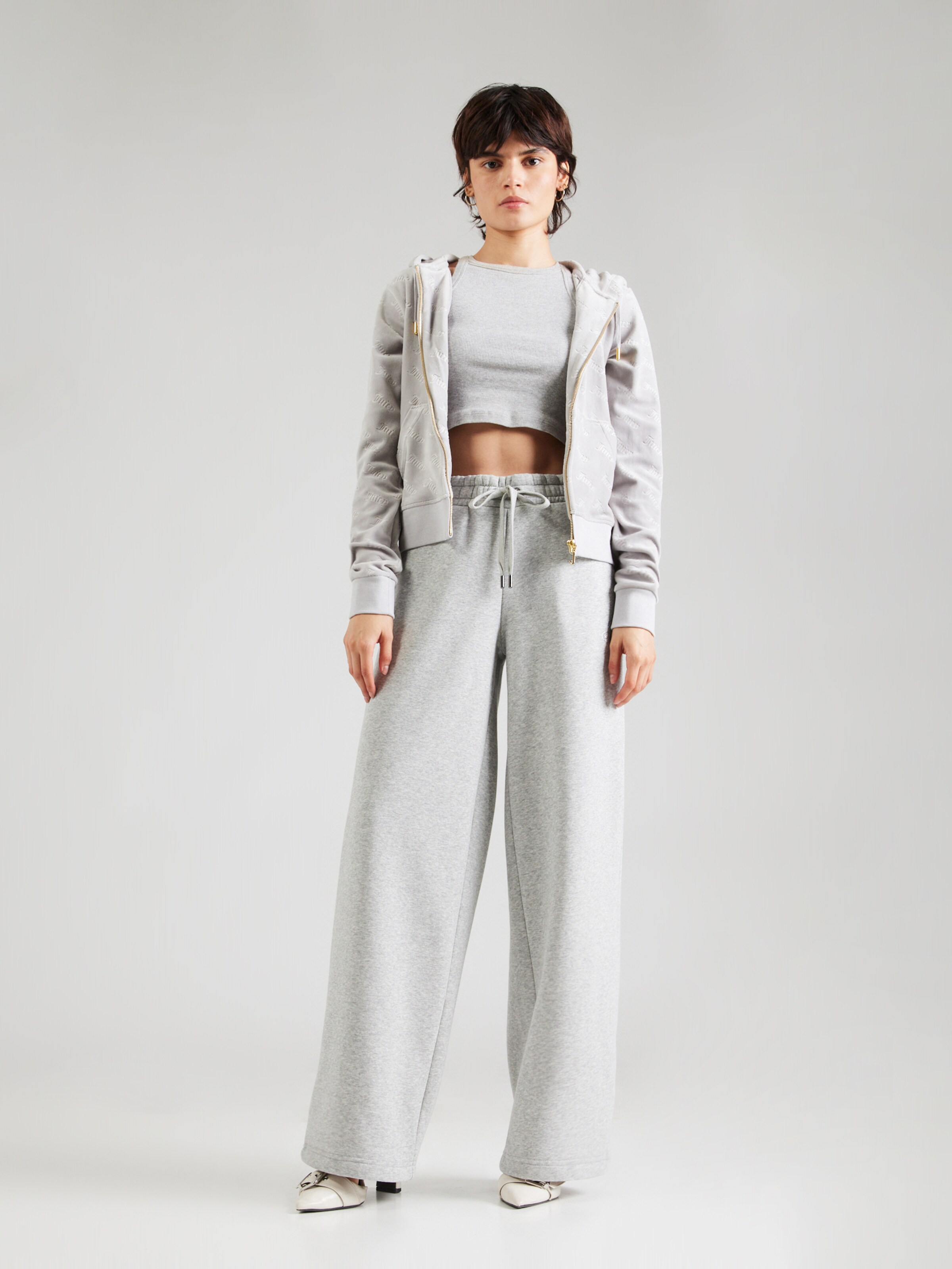 Juicy Couture ライトグレー ベロア　パンツ Juicy Couture Wide leg Pants 'Dach Alex' in Mottled Grey | ABOUT YOU