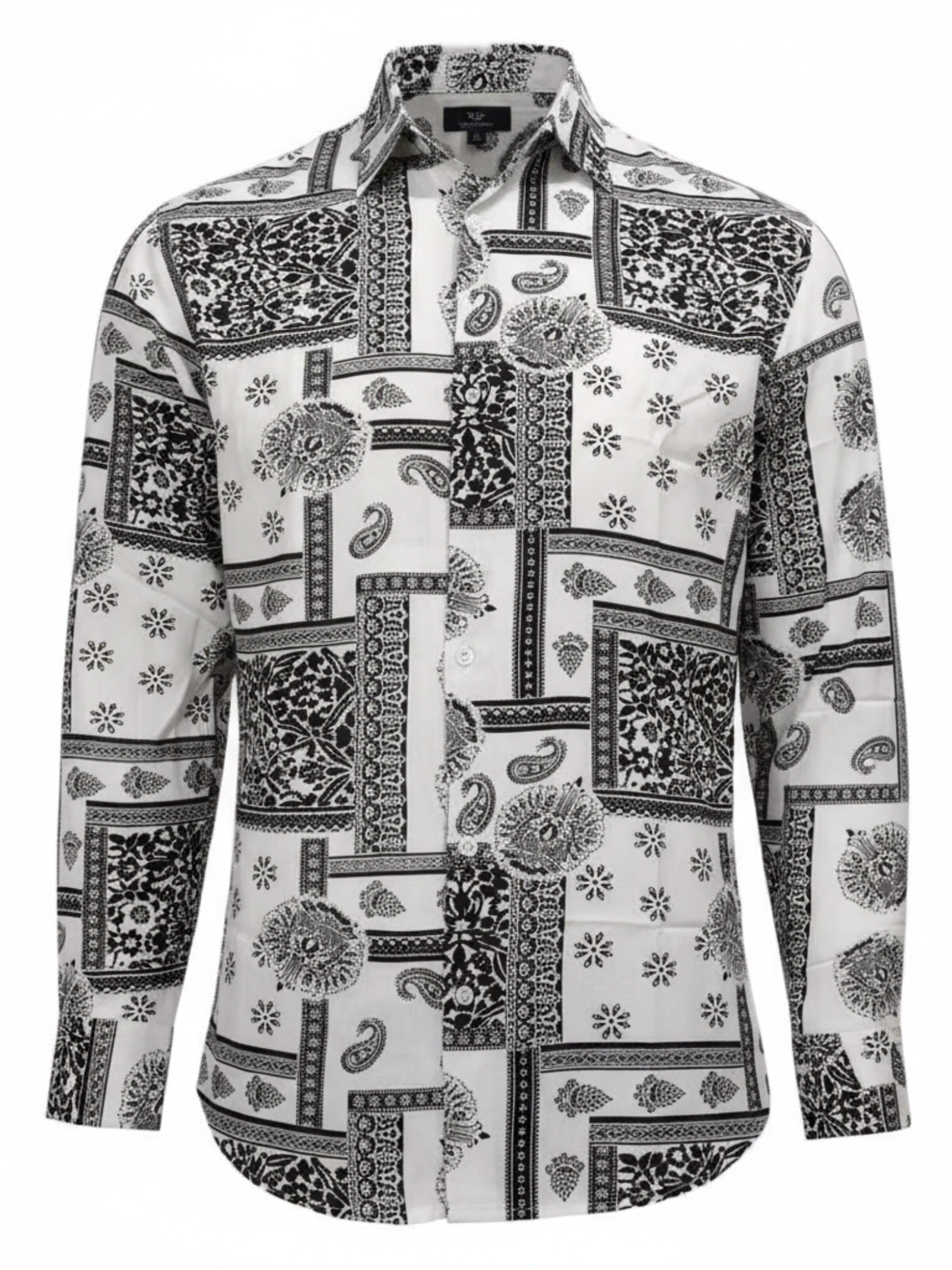 Radwa Regular fit Overhemd 'Men's Viscose multicolor pattern shirt' in Wit: voorkant