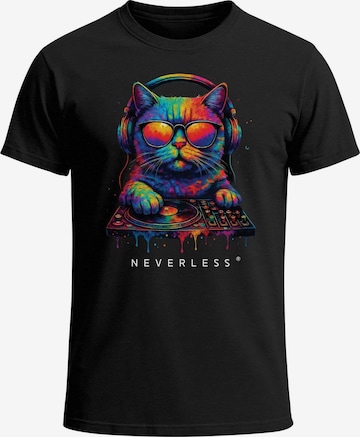 Neverless Shirt 'DJ Cat' in Black: front