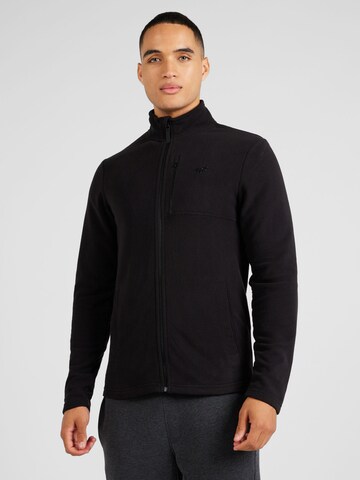 4F Athletic Fleece Jacket in Black: front