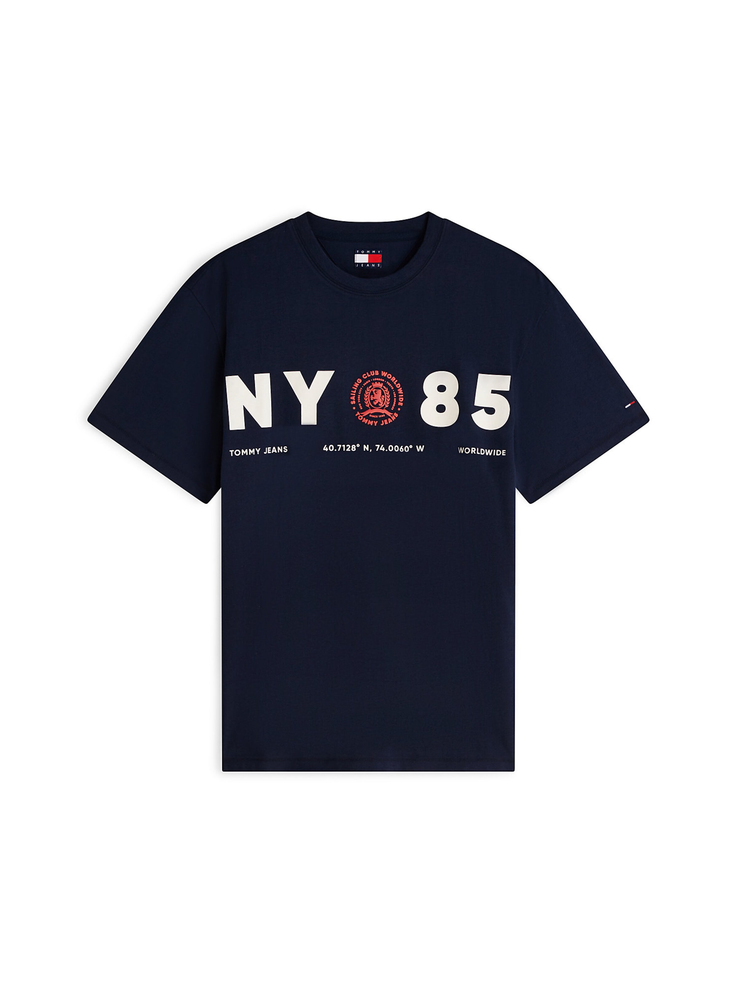 Tommy Jeans T-Shirt en bleu foncé / rouge / blanc, Vue avec produit
