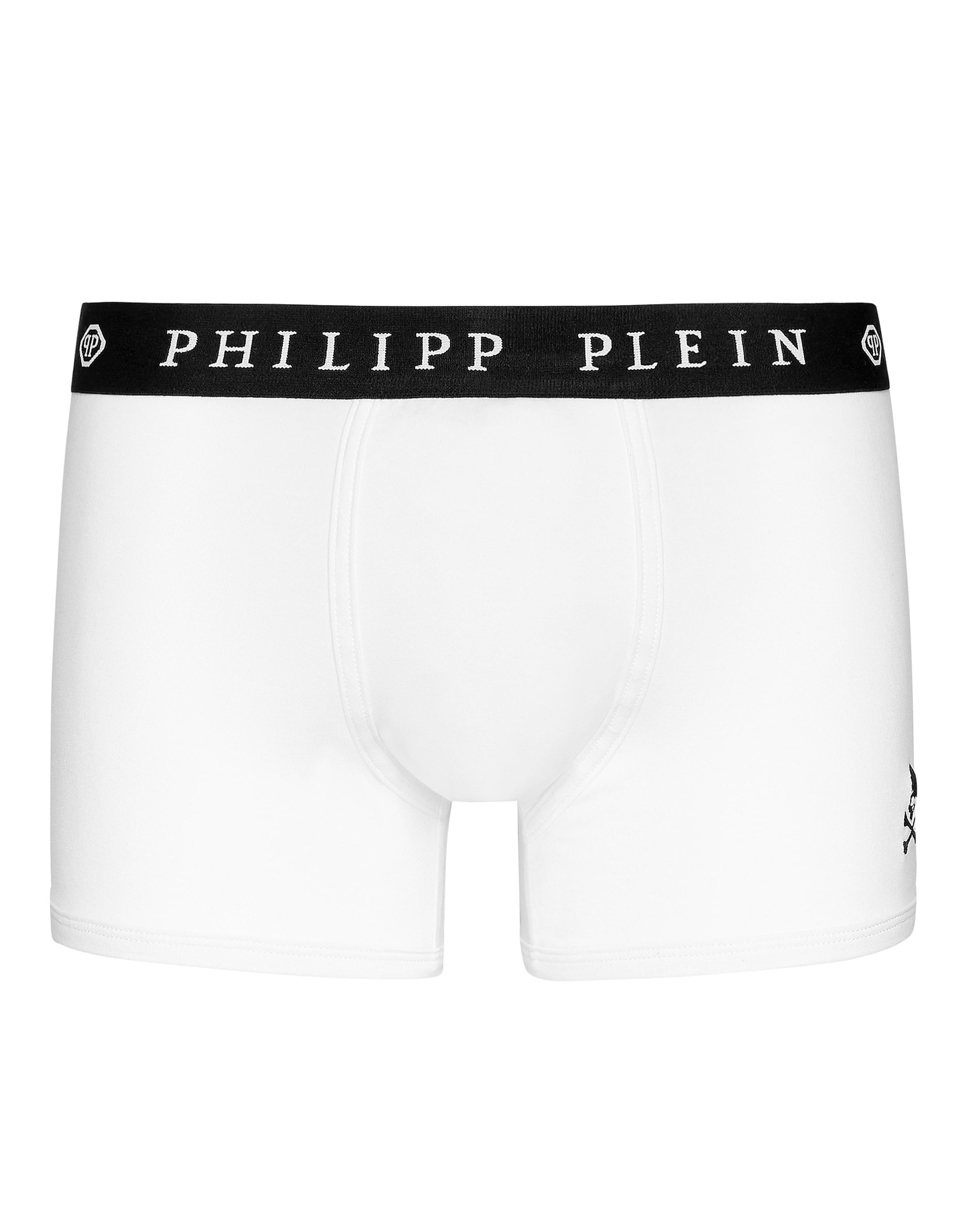 Philipp Plein - Boxers 'Skull' em branco: frente