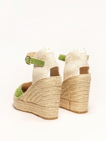 Alhamas - Sandalias con hebilla 'Alpargata Cuña 10 cm' en verde
