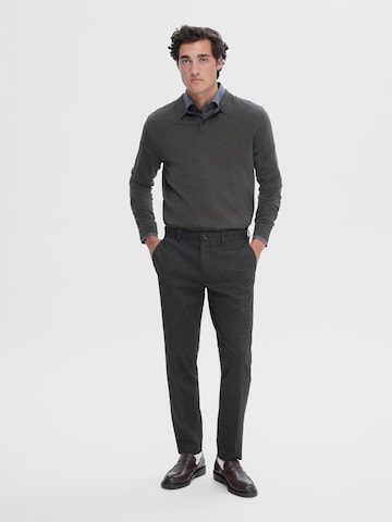 SELECTED HOMME Regular Trousers with creases 'AITOR' in Grey