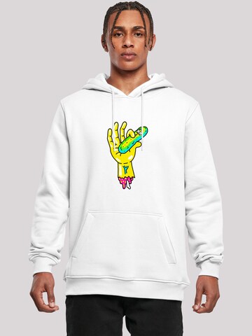 F4NT4STIC Sweatshirt 'Rick and Morty Pickle Hand' in White: front