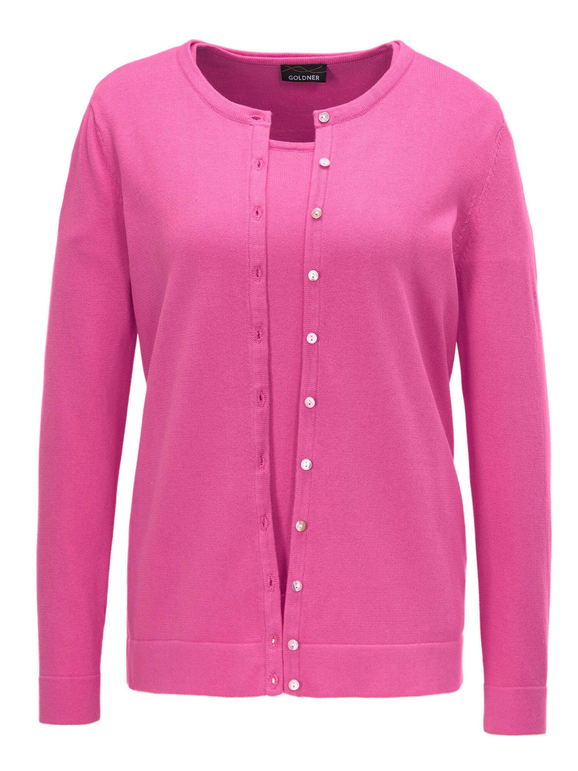 Goldner Strickset in Pink: Vorderseite