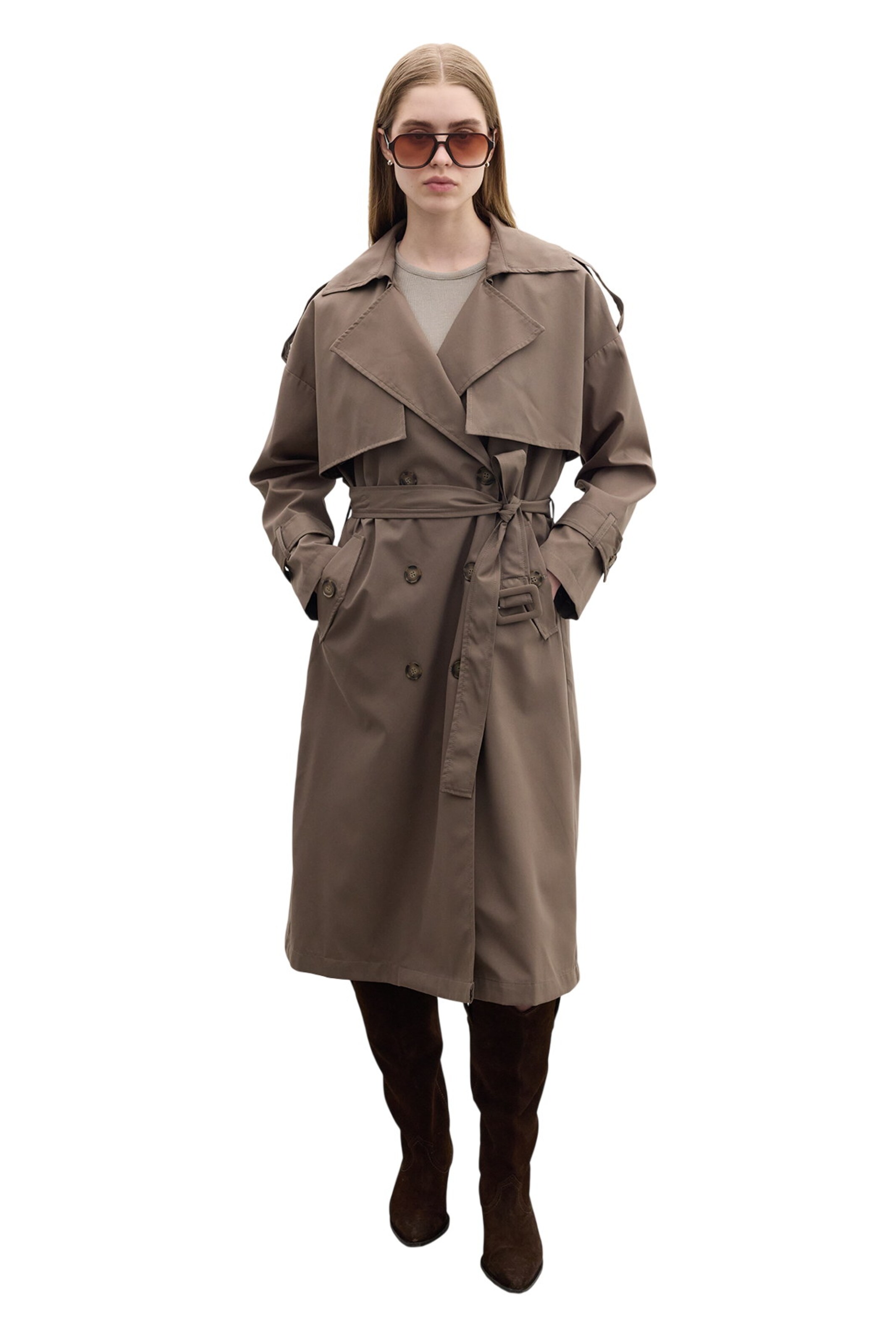 MANUKA Between-seasons coat in Grey: front