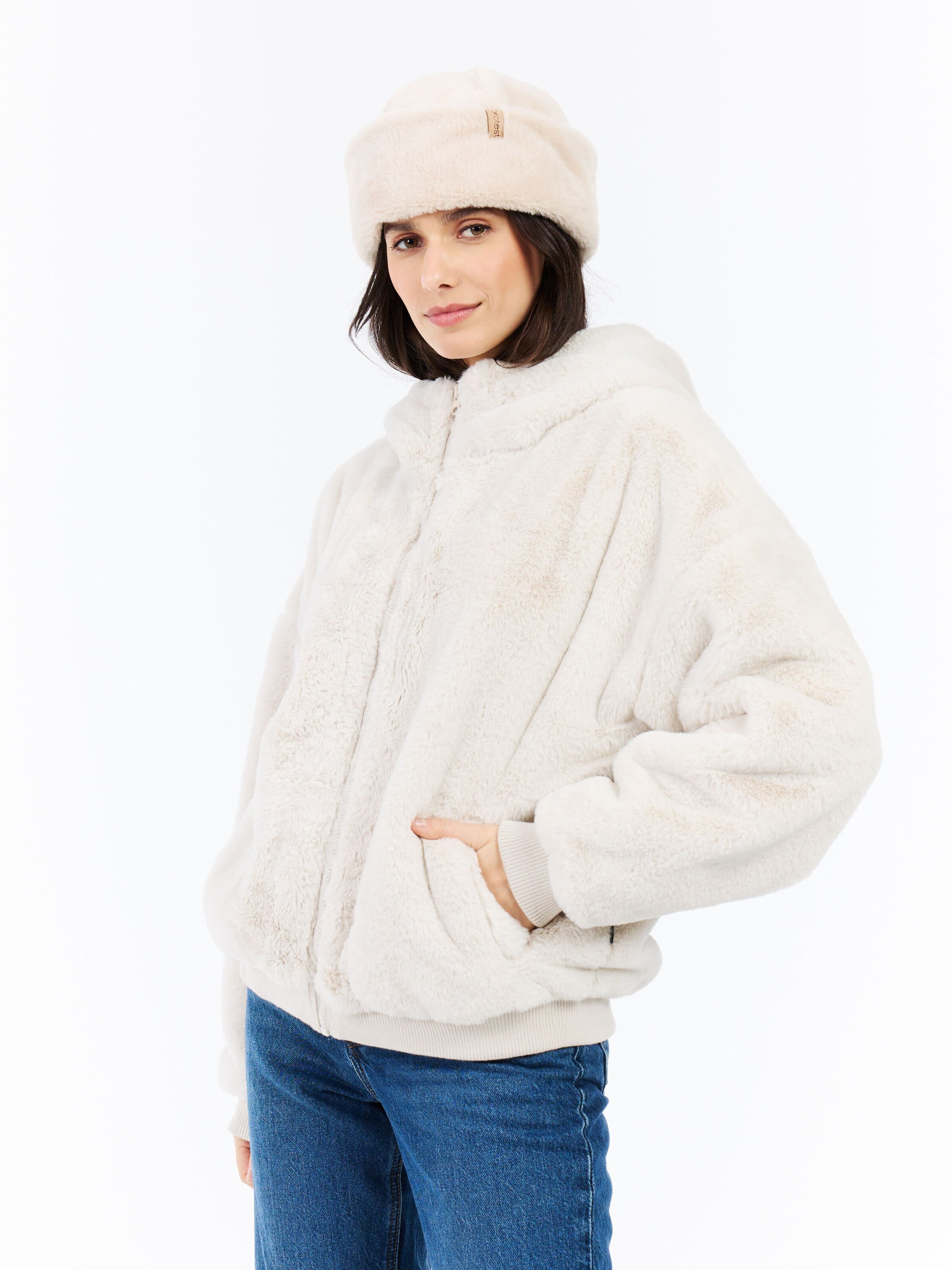 PROTEST Fleece jas 'PRTGolly' in Wit: voorkant