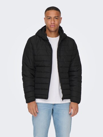 Only & Sons Tussenjas 'BRON' in Zwart: voorkant