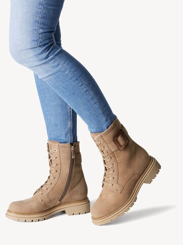 Tamaris Lace-up bootie in Beige: front