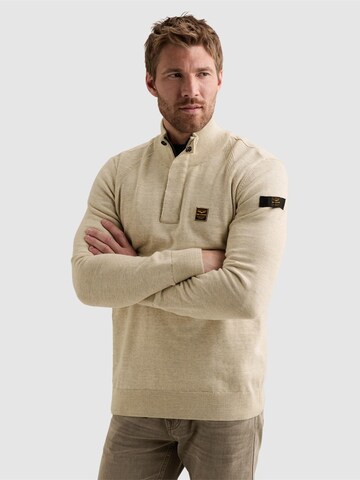 Pull-over 'Pullover with half-zip and raglan sleeves' PME Legend en beige : devant