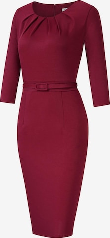 KoJooin Kleid 'Damen Kleider Elegante Bleistiftkleider 3/4 Ärmeln Kurze Faltenkleider' in Rot: Vorderseite