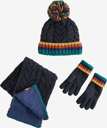 Next Set: Mütze, Schal und Handschuhe in Blau: Vorderseite