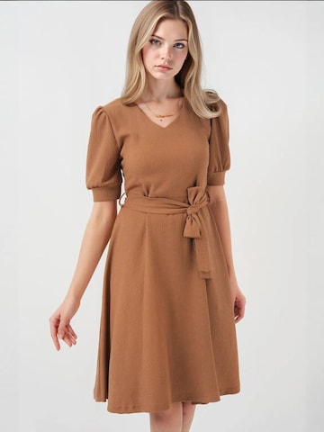 Bigdart - Vestido de malha em castanho: frente