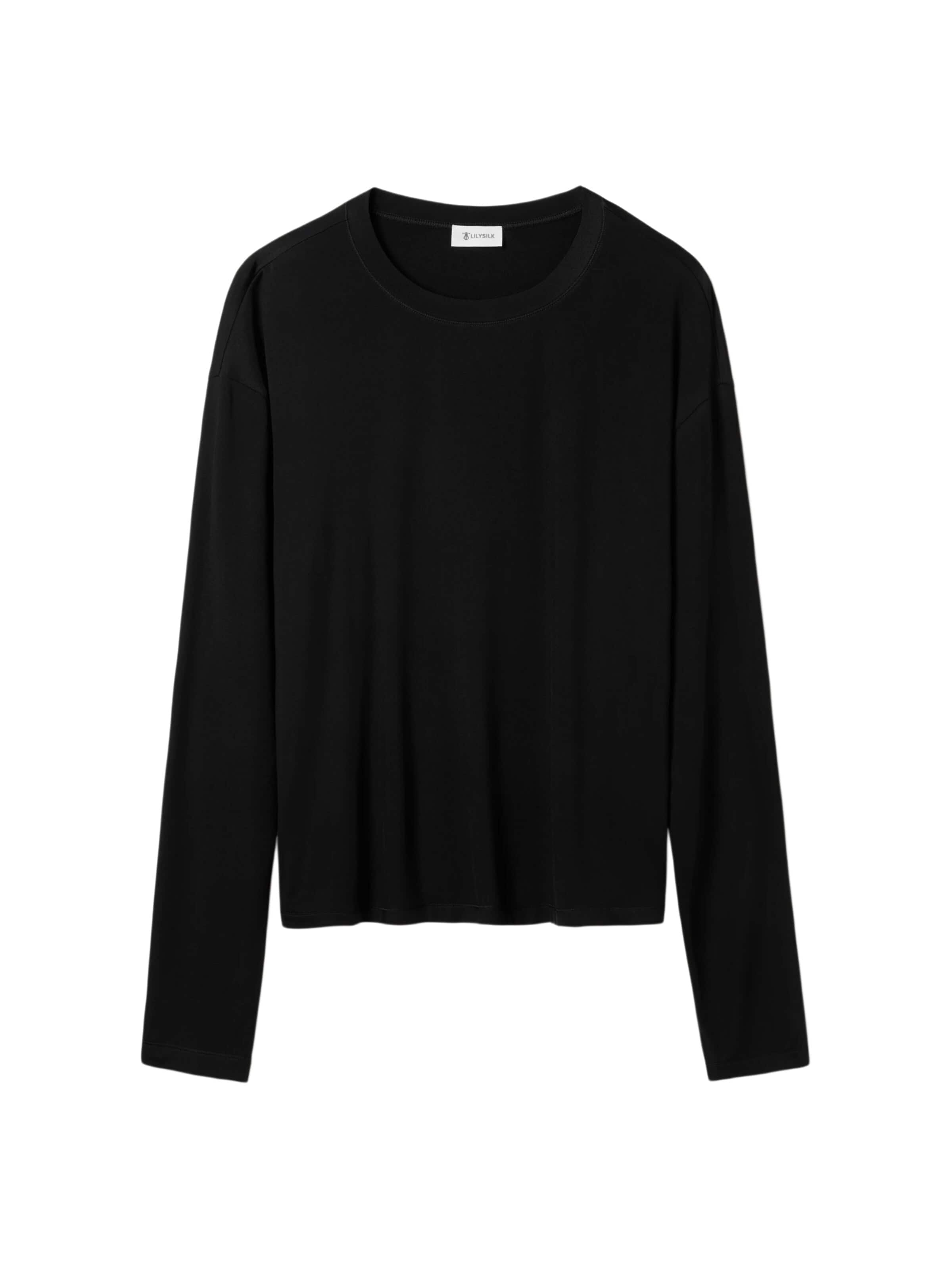 Lilysilk - Camiseta 'Seide Breeze Jersey Entspanntes Lounge Top' en negro: frente