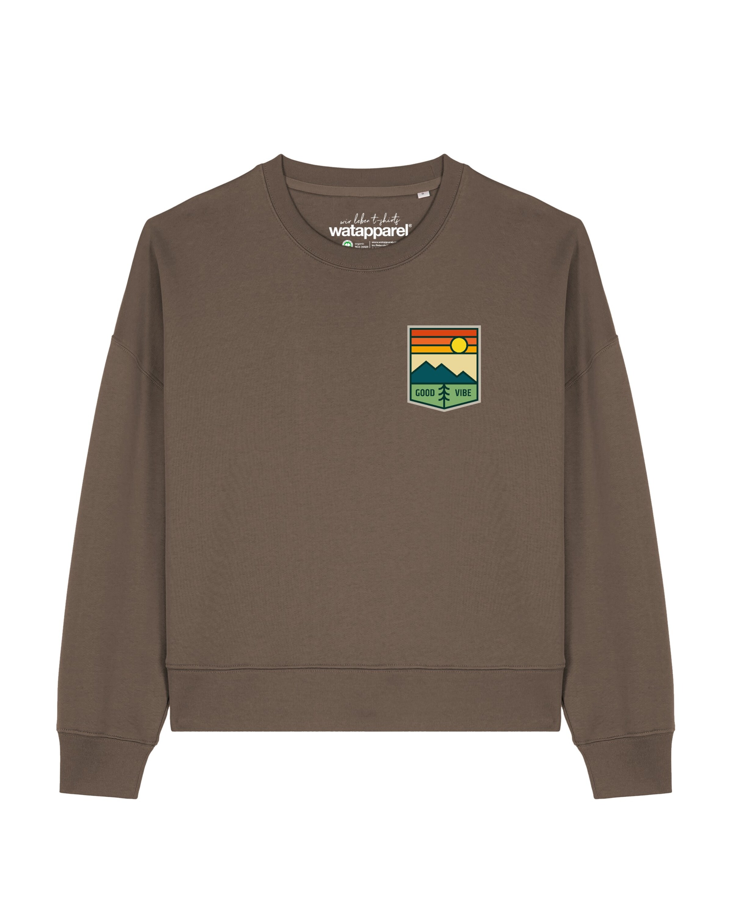 Sweat-shirt 'Good Vibe ' Watapparel en marron : devant