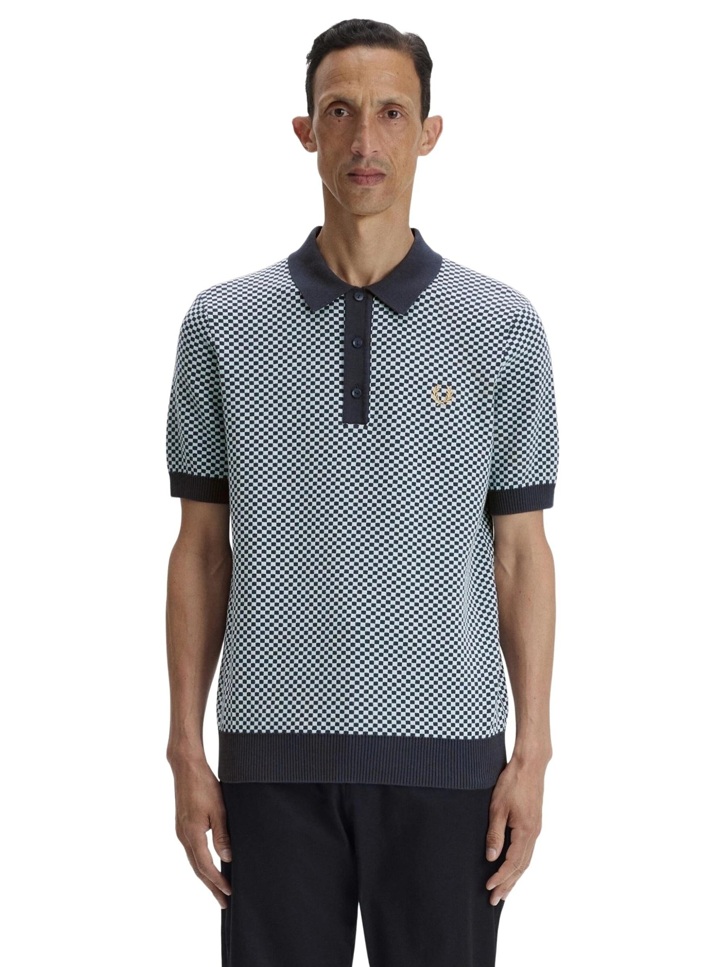 Fred Perry Bluser & t-shirts 'Polo fred perry marino chequerboard knitted shirt 3' i blå: forside