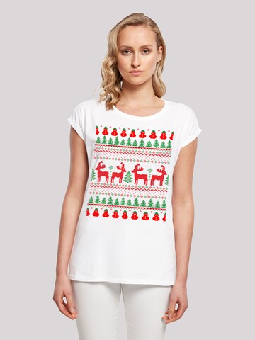 T-shirt 'Christmas Reindeers' F4NT4STIC en blanc : devant