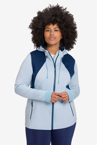 Ulla Popken Zip-Up Hoodie in Blue: front