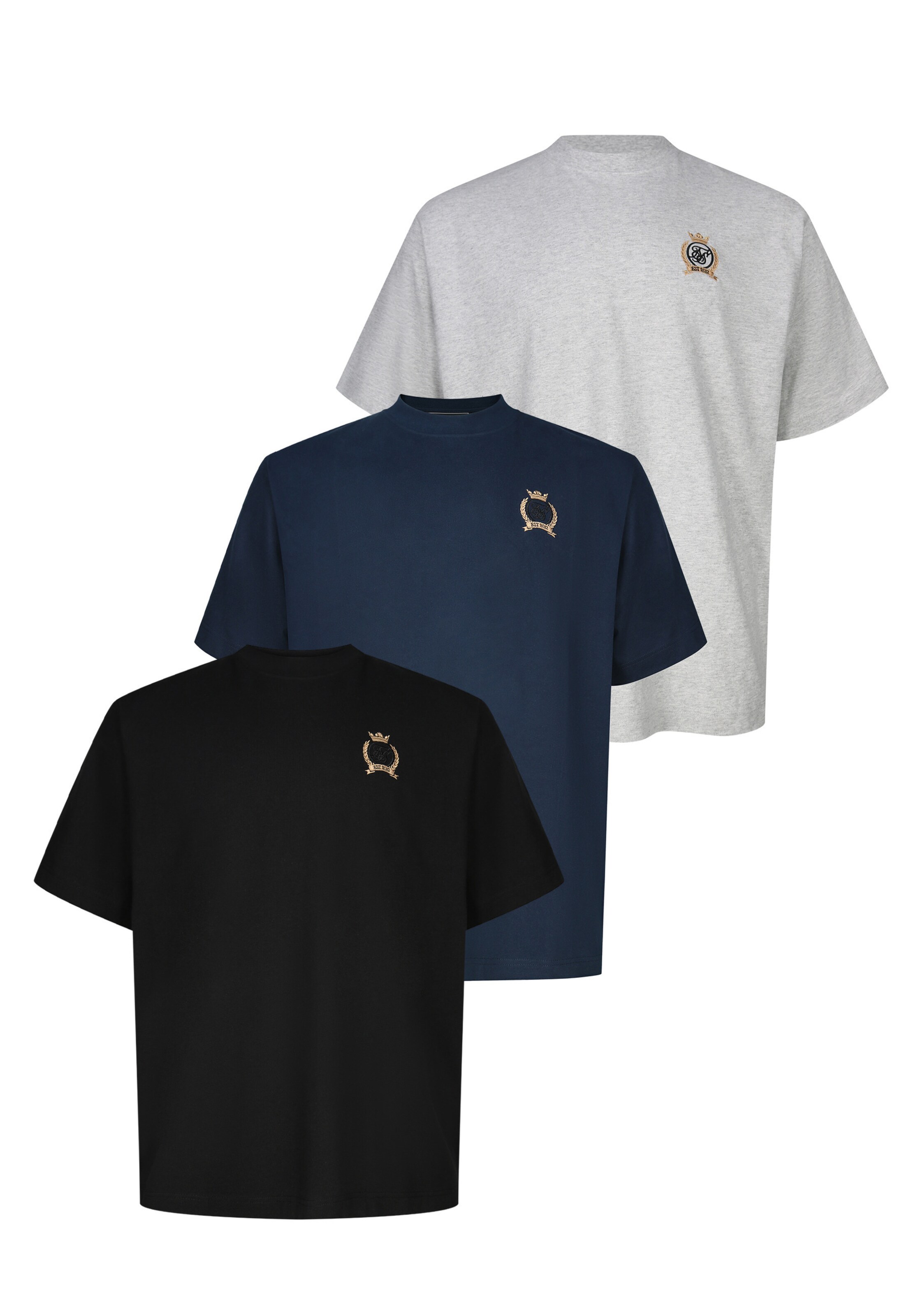 SikSilk Shirt in Navy / Gold / mottled grey / Black, Item view