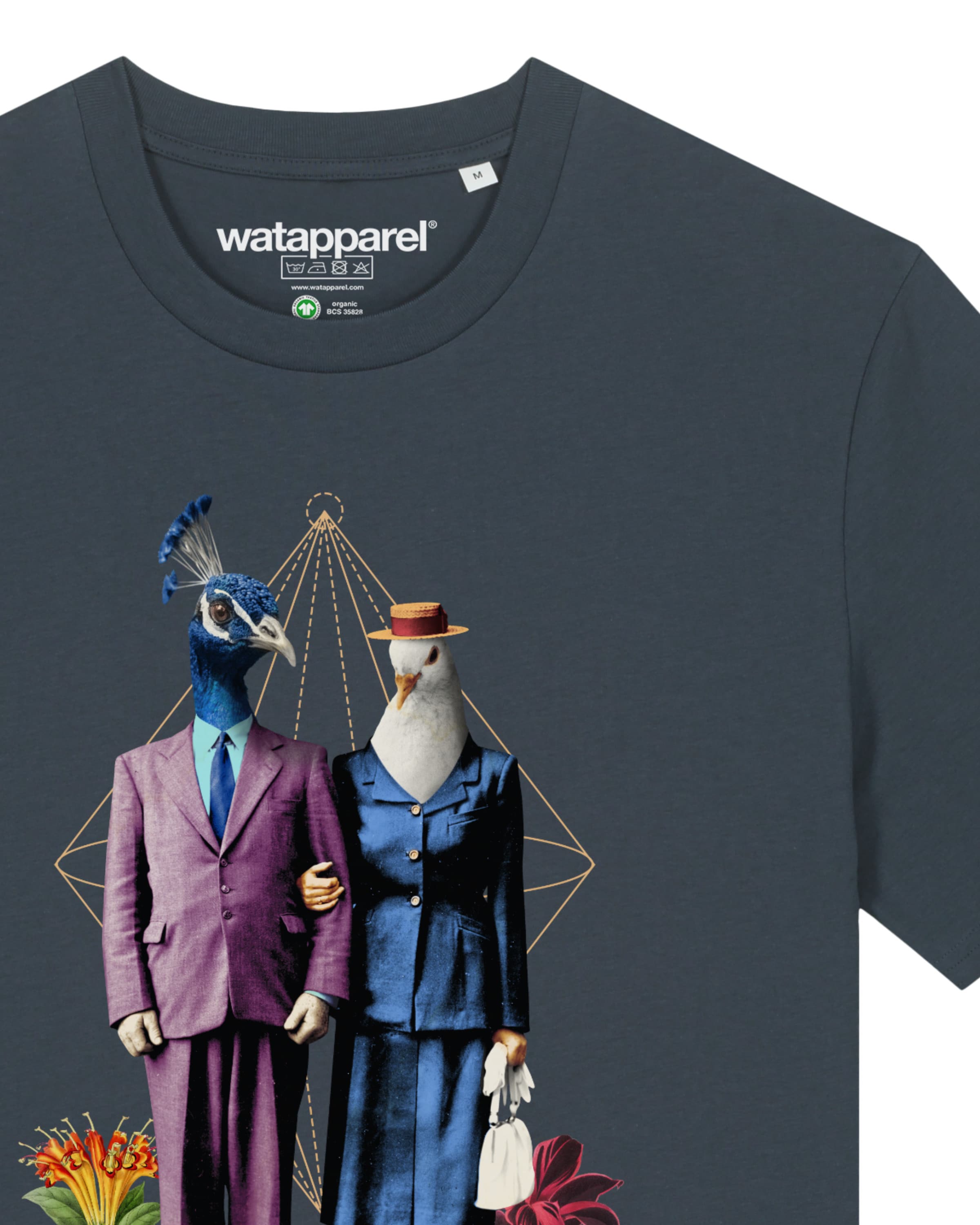 T-Shirt ' Fancy Birds ' Watapparel en gris