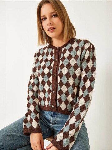 Bianco Lucci Knit Cardigan in Brown