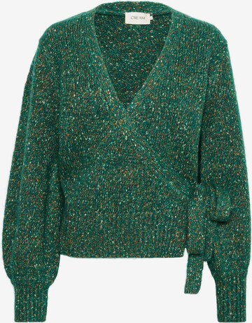 Cream Knit Cardigan 'Kiara' in Green: front