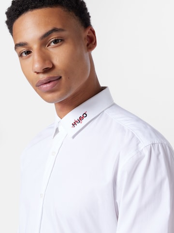 HUGO Slim fit Button Up Shirt 'Elisha' in White