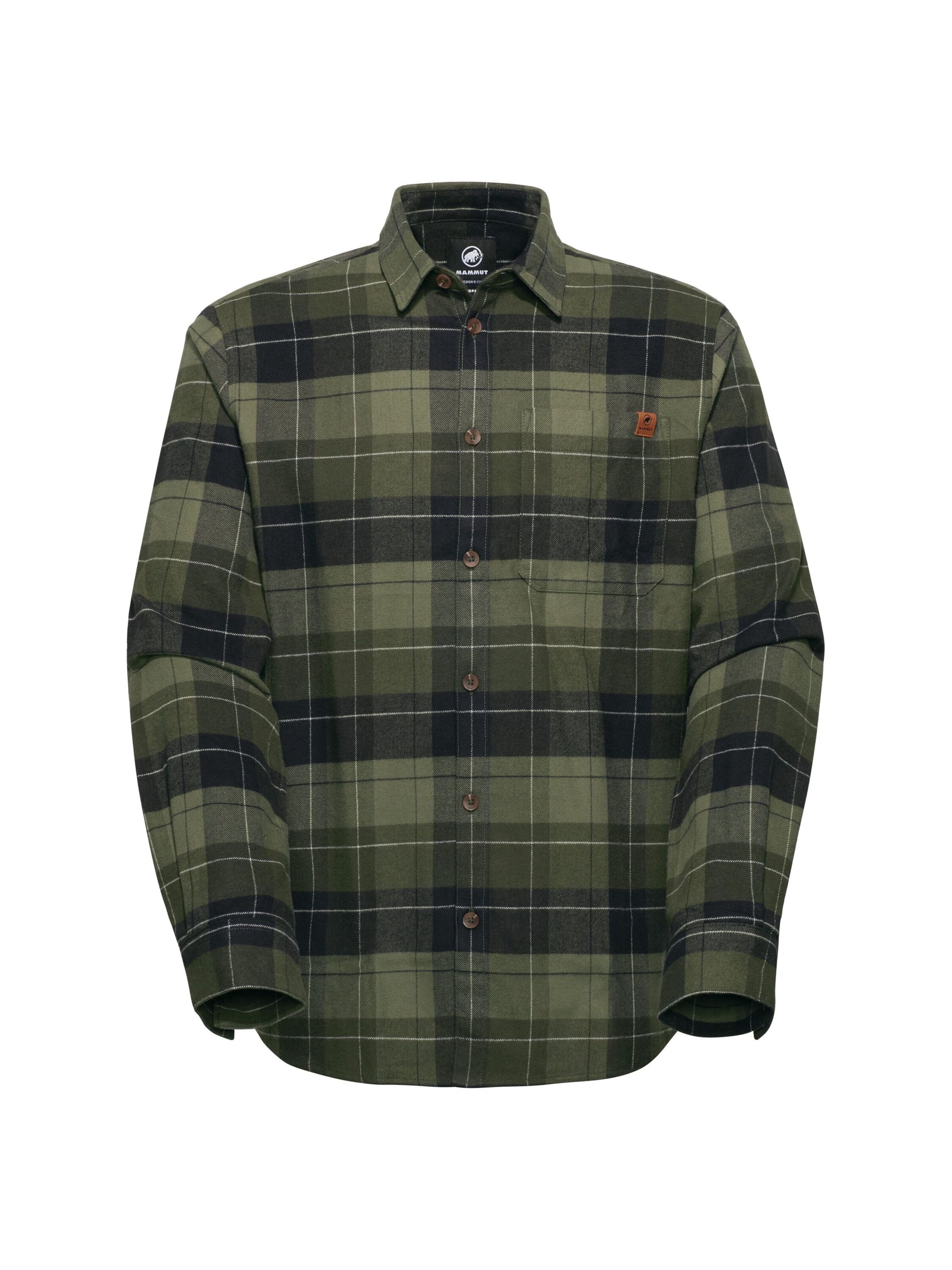 MAMMUT Athletic Button Up Shirt in Green: front