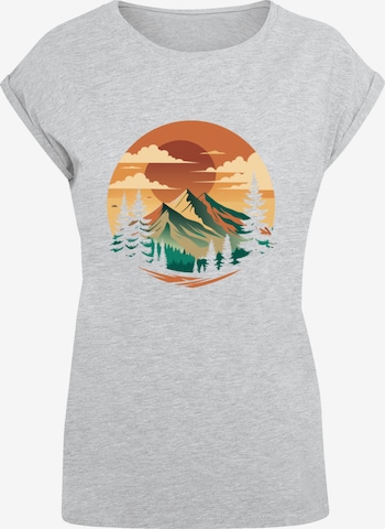 T-shirt 'Sonnenuntergang Berglandschaft' F4NT4STIC en gris : devant