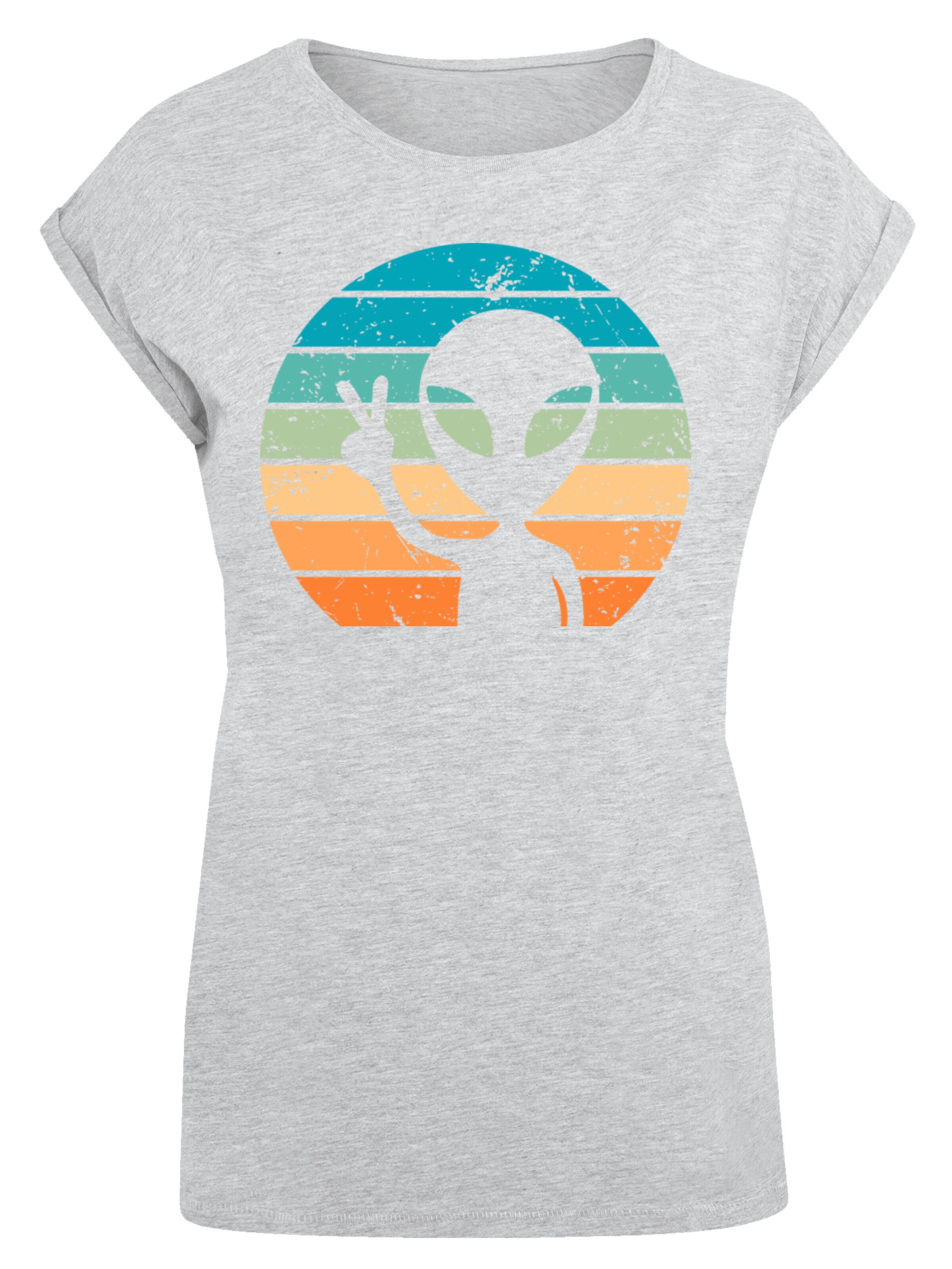 F4NT4STIC Shirt 'Alien Piece Sonnenuntergang' in Grijs: voorkant