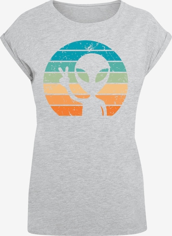 F4NT4STIC Shirt 'Alien Piece Sonnenuntergang' in Grijs: voorkant