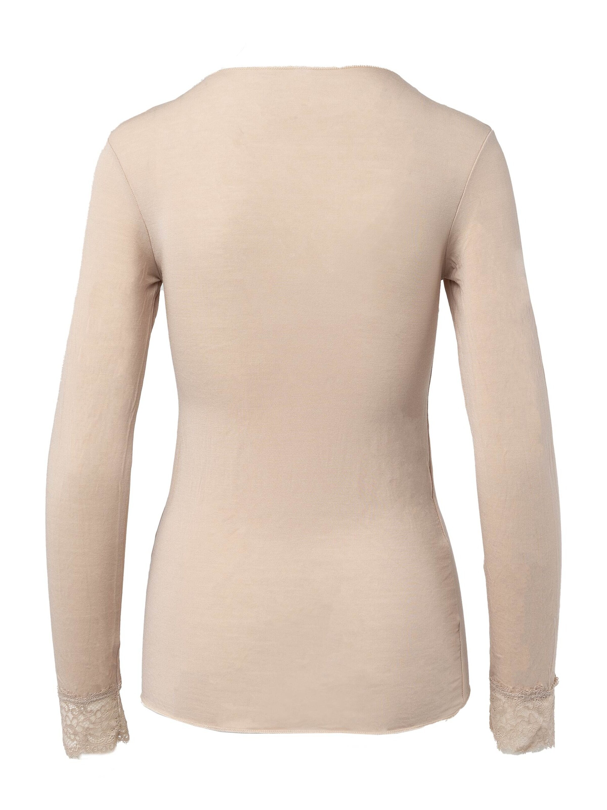 Ciocca - Camiseta térmica 'Maglia Intima con Pizzo in Cashmere Modal Scollo a V' en beige