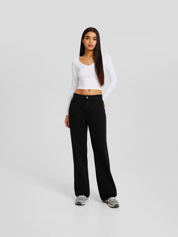 Bershka Wide leg Jeans in Zwart