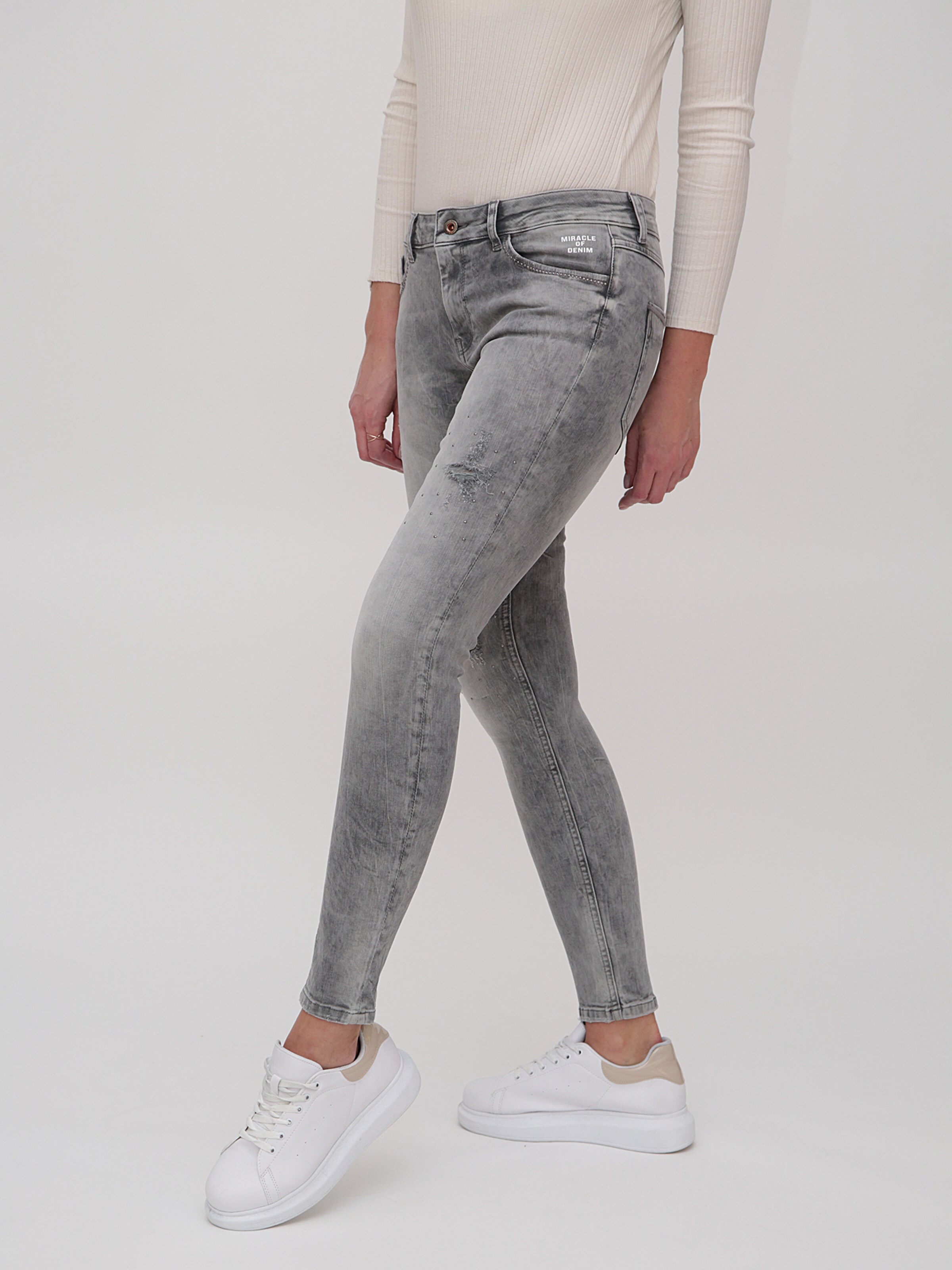 Frauen Jeans Miracle of Denim Tapered Fit Jeans Lola in Grau - VK39591