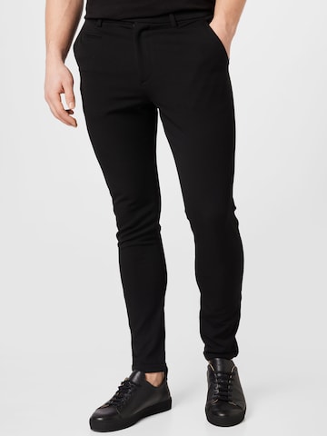 Les Deux - Slimfit Pantalón chino 'Como' en negro: frente