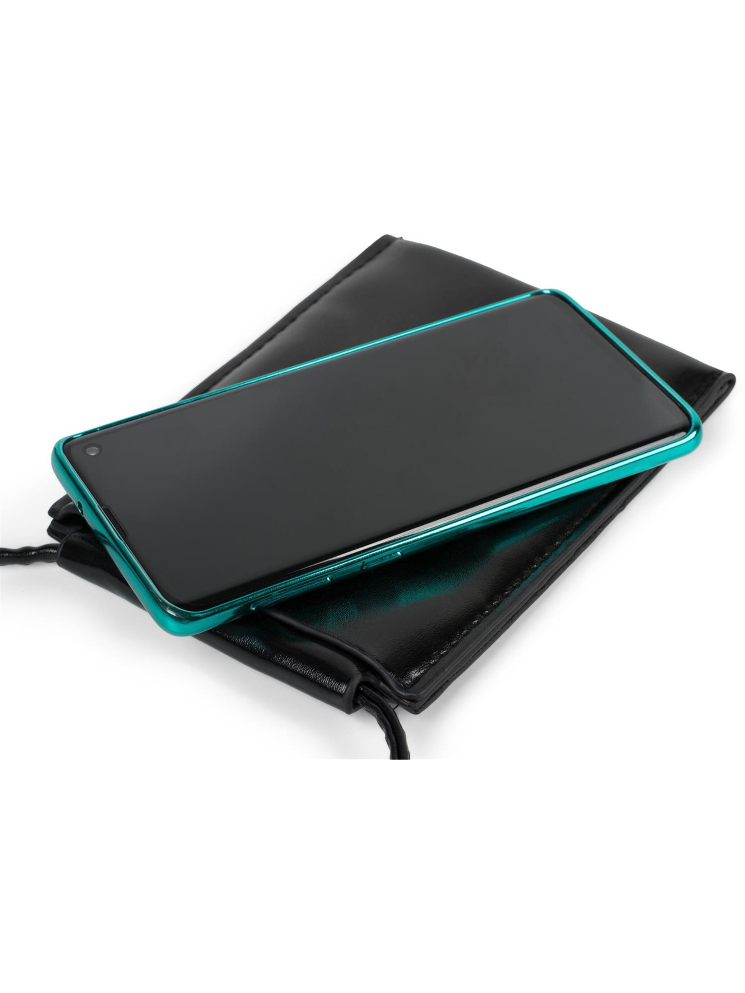 styleBREAKER Umhängetasche 'Handy Umhängetasche Metallic'‌‌ in Schwarz