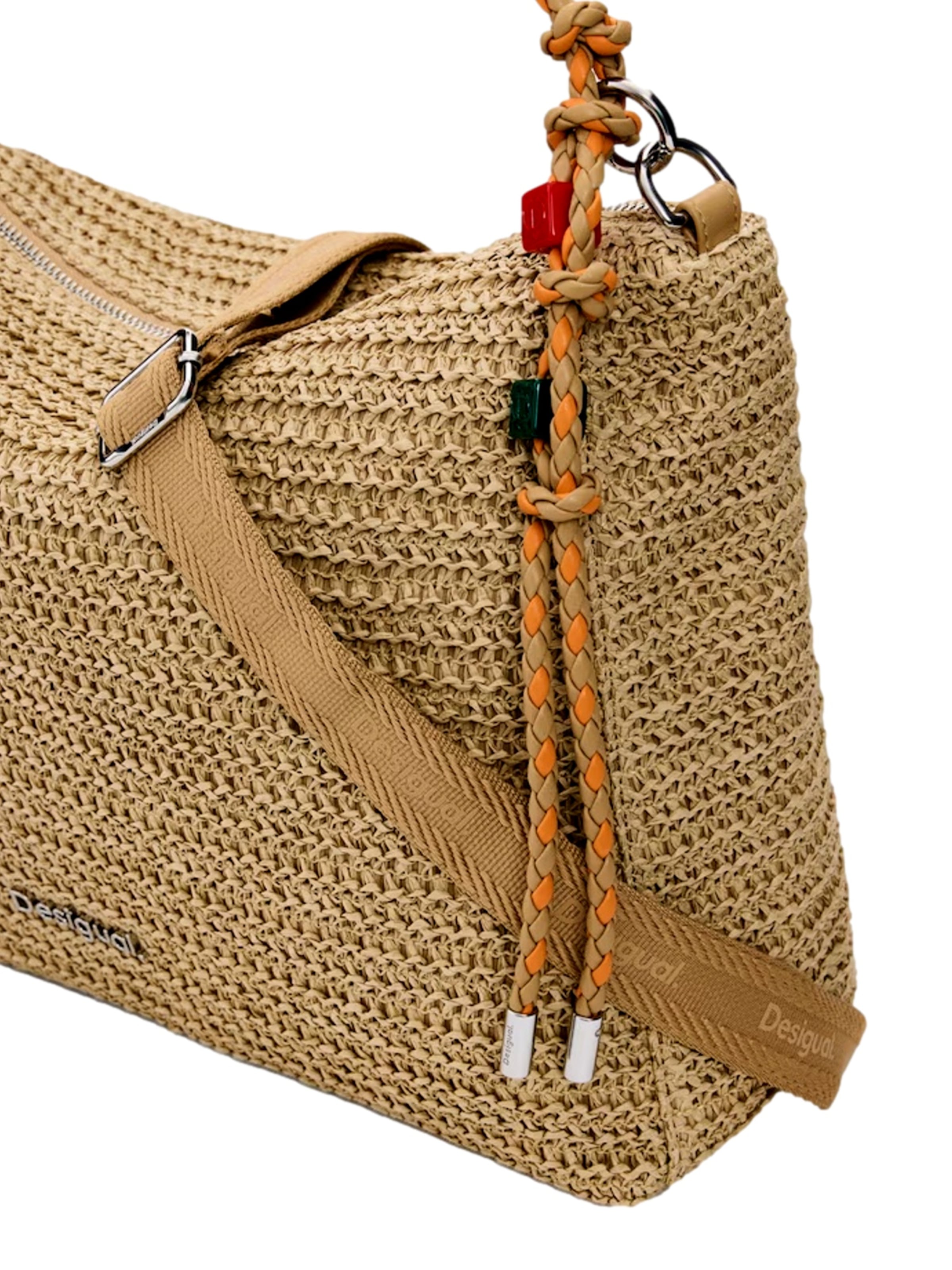 Desigual Håndtaske 'Half Logo Raffia' i beige