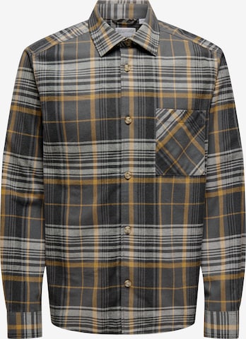 Only & Sons Regular fit Button Up Shirt 'ONSMason' in Brown: front