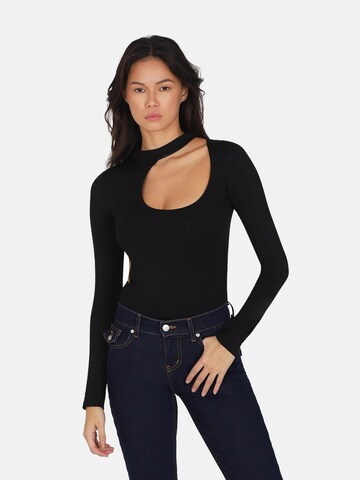 OW Collection Shirt Bodysuit 'JEN' in Black: front