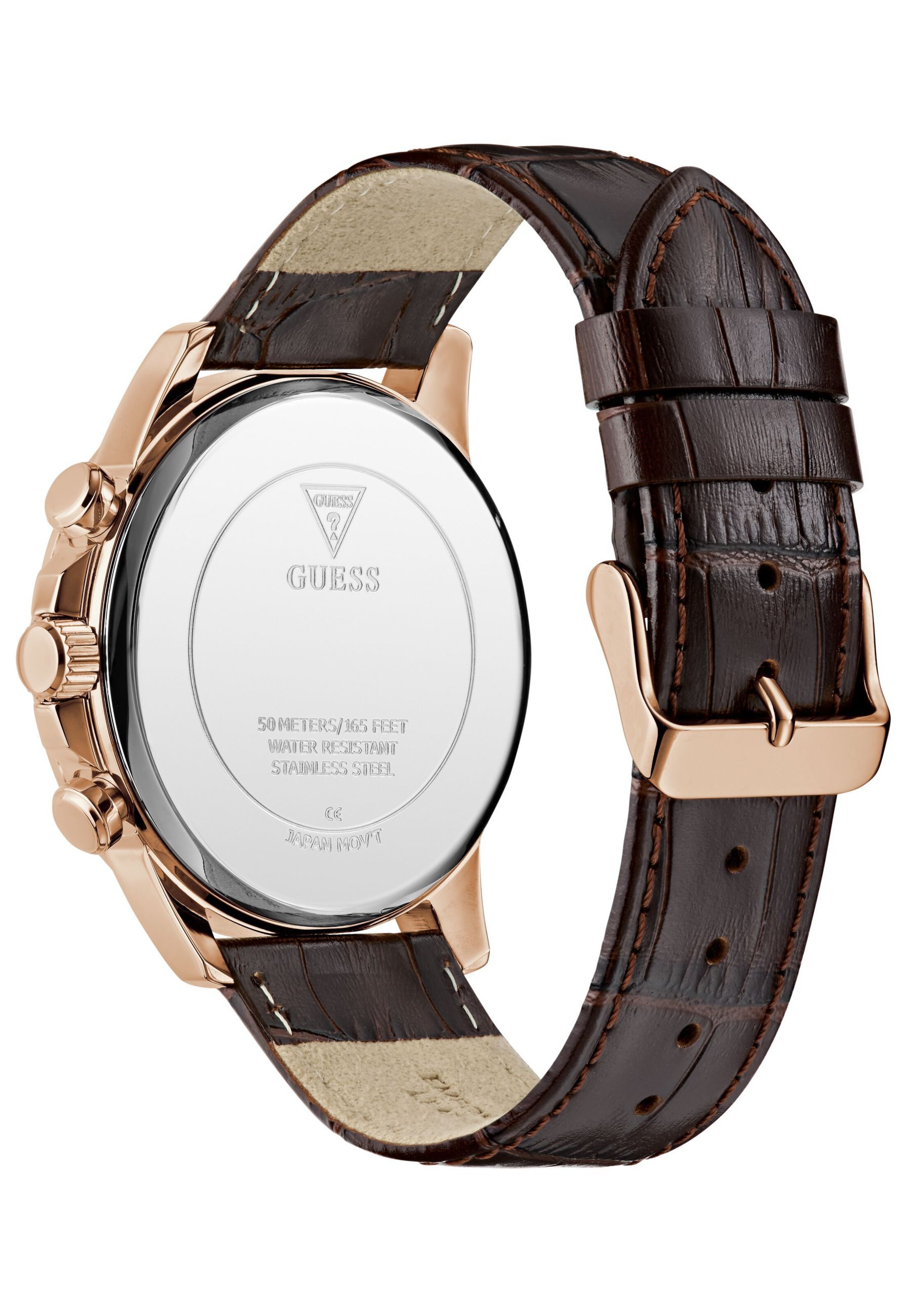 GUESS Analoog horloge 'WALKER' in Bruin
