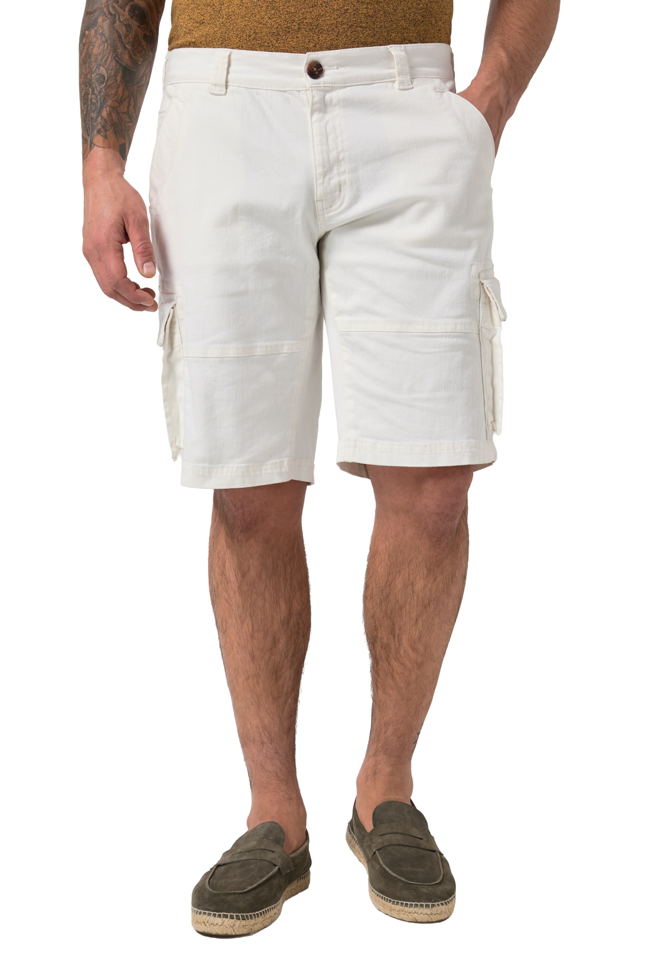 JP1880 Regular Broek 'Bermudas' in Wit: voorkant