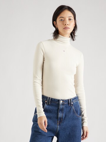 Tommy Jeans Shirt 'ESSENTIAL' in Beige: voorkant