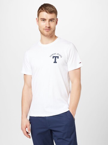 Tommy Jeans - Camisa 'LETTERMAN' em branco: frente
