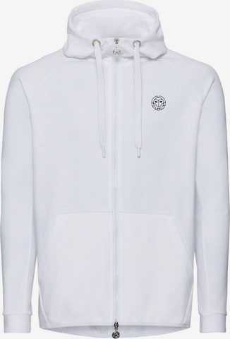 BIDI BADU Athletic Zip-Up Hoodie in White: front