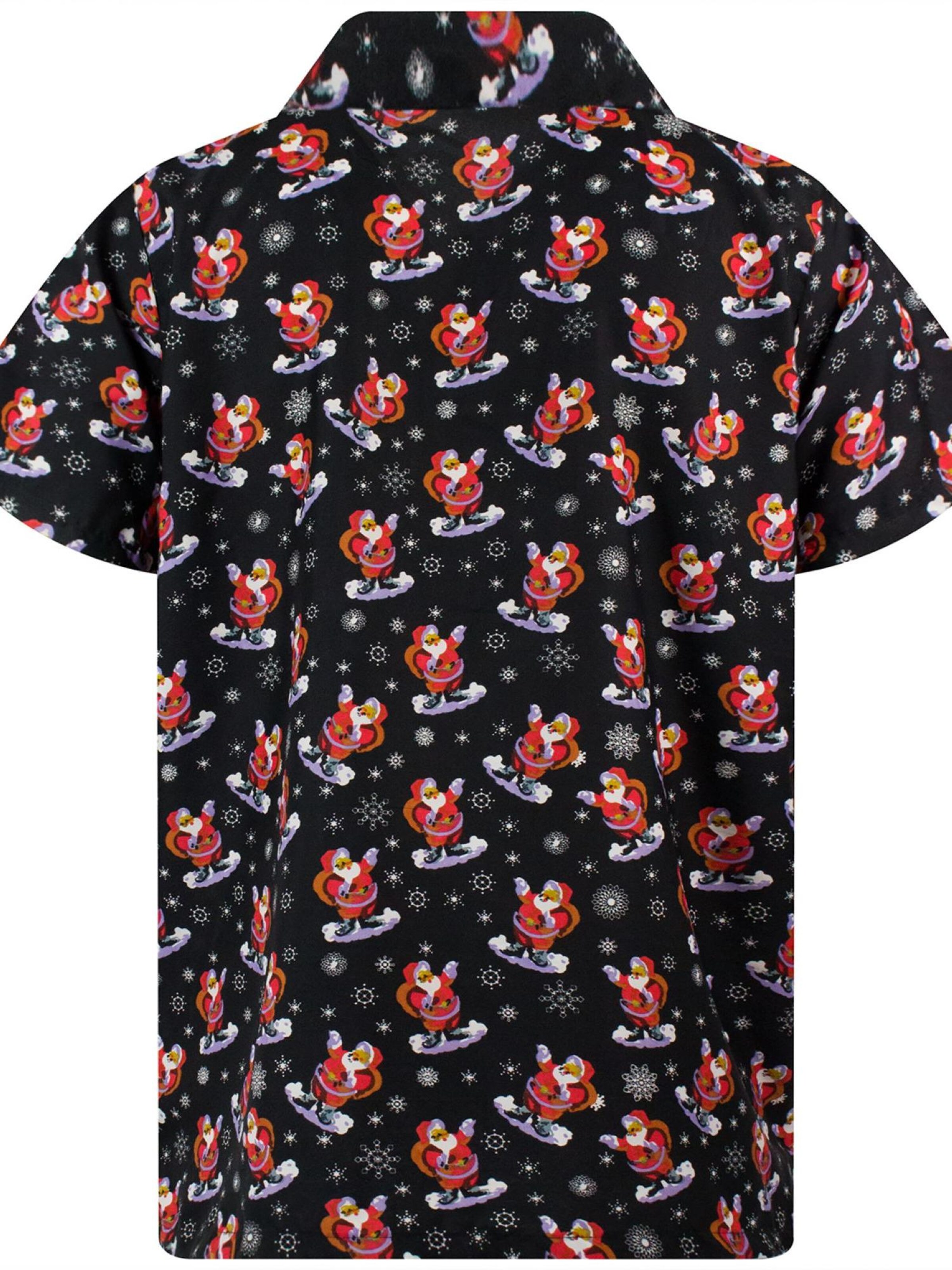 King Kameha Regular Fit Hemd 'Christmas Snow Santa'‌ in Schwarz
