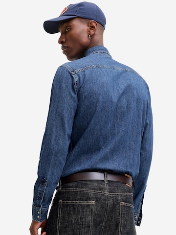 JACK & JONES Slim fit Button Up Shirt 'Western' in Blue