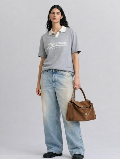 Mansour Shirts 'Jacquard Knitted Polo Grey' i lysegrå, Produktvisning