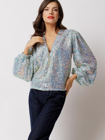 Couture de Marie Blouse 'SOLÈNE' in Blauw: voorkant