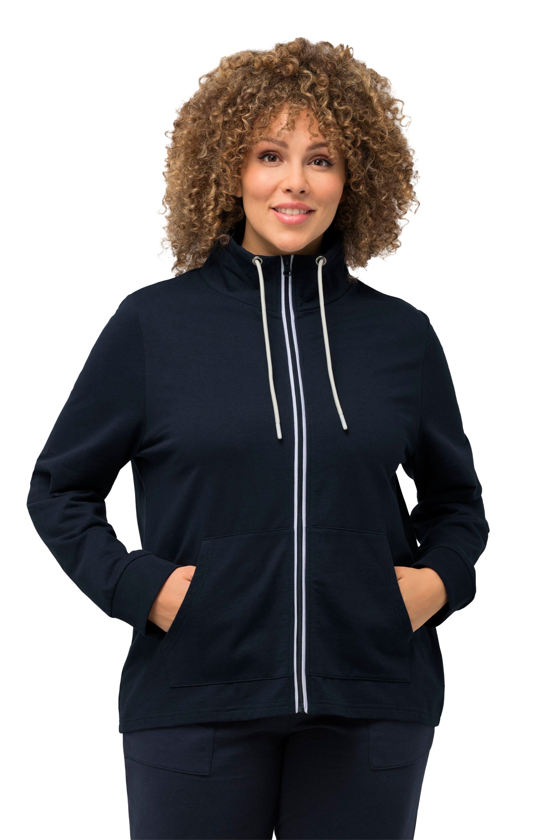 Ulla Popken Sweatjacke in Blau: Vorderseite